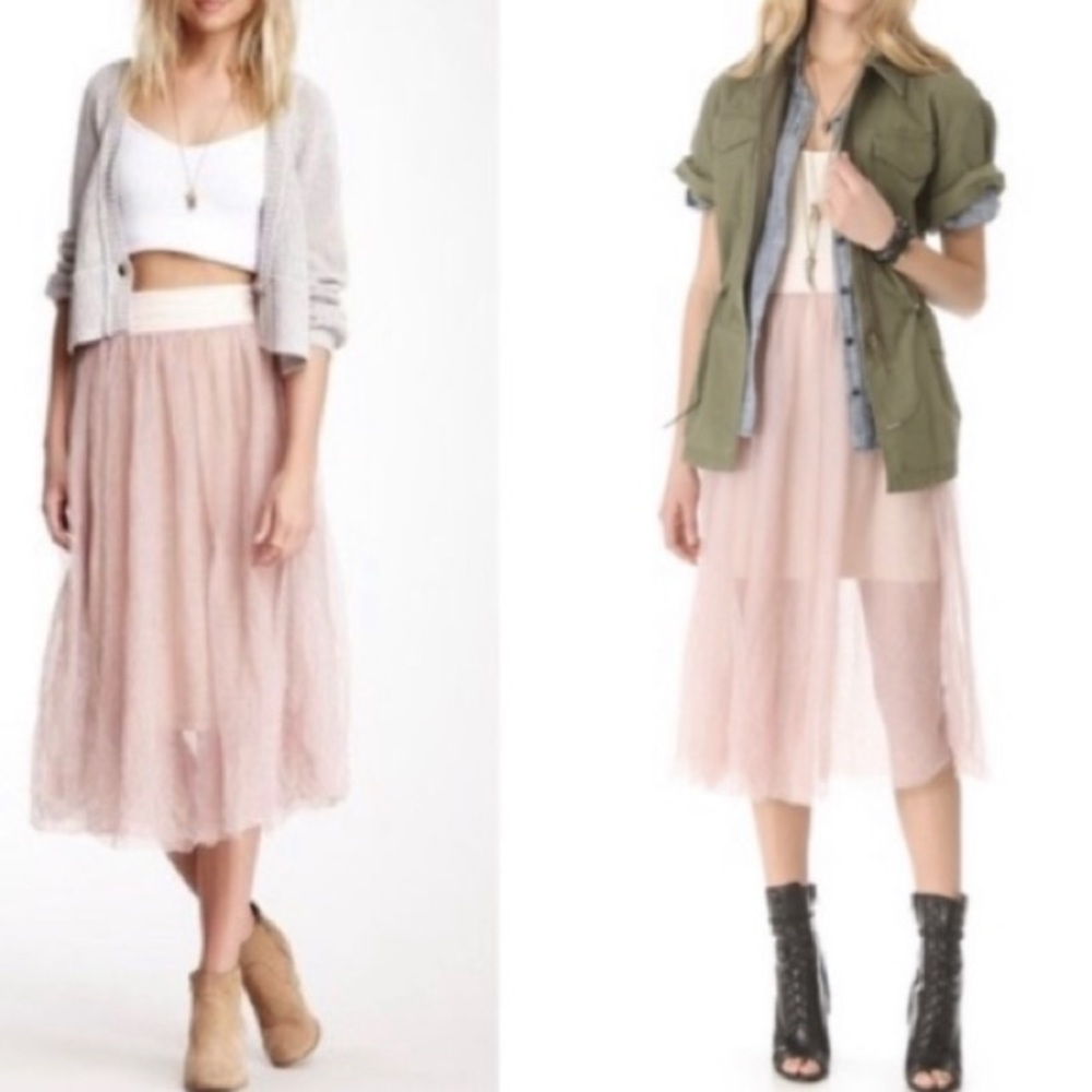 Intimately Free People Small Pink Tulle Skirt